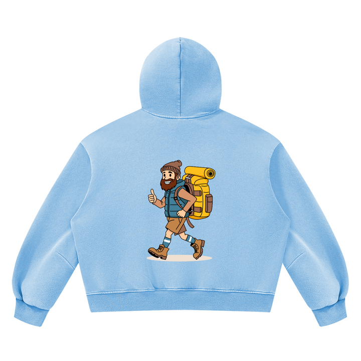 hiking lover Vintage Wash Boxy Fleece Hoodie