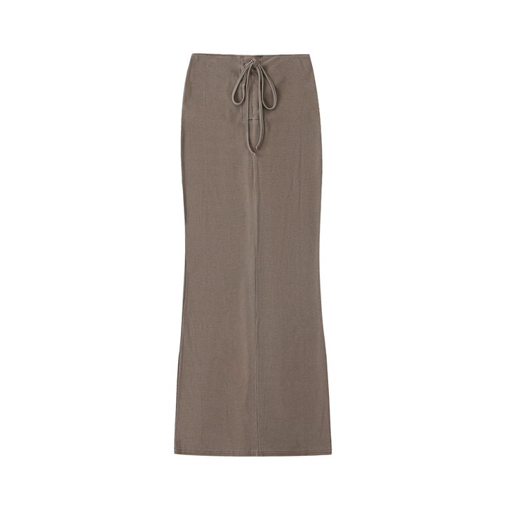 WOMEN SKIRT Dyed Washed Drawstring Maxi Skirt