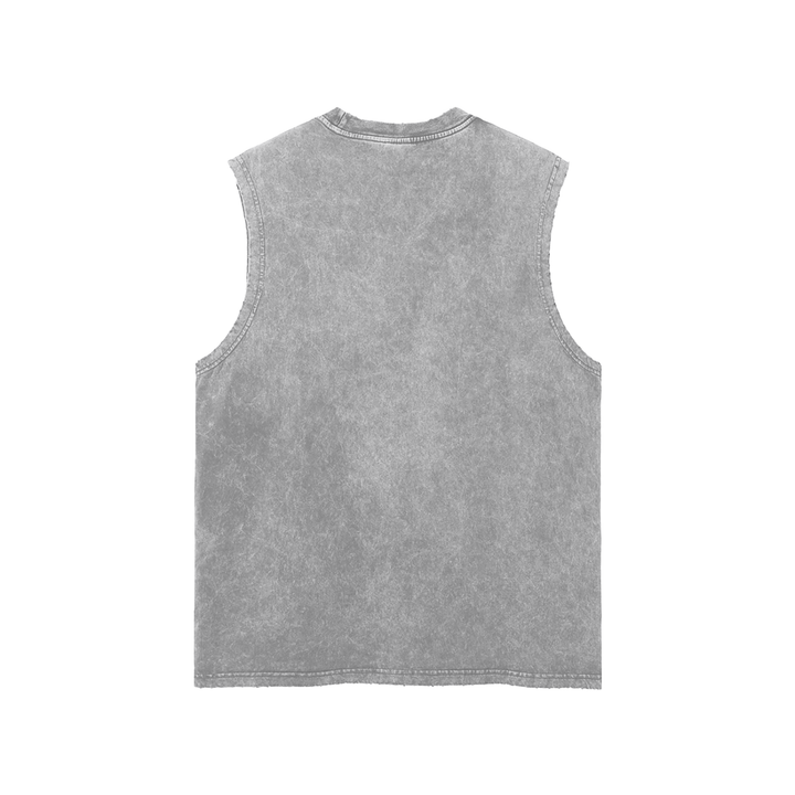 men gym wear Washed Frayed Hem Tank Top