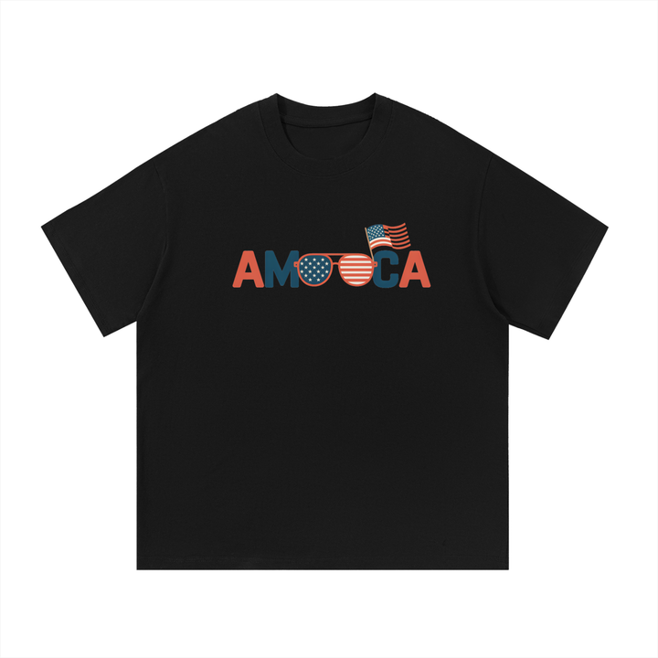 men graphic America Flag Sunglasses Oversized Cotton Tee