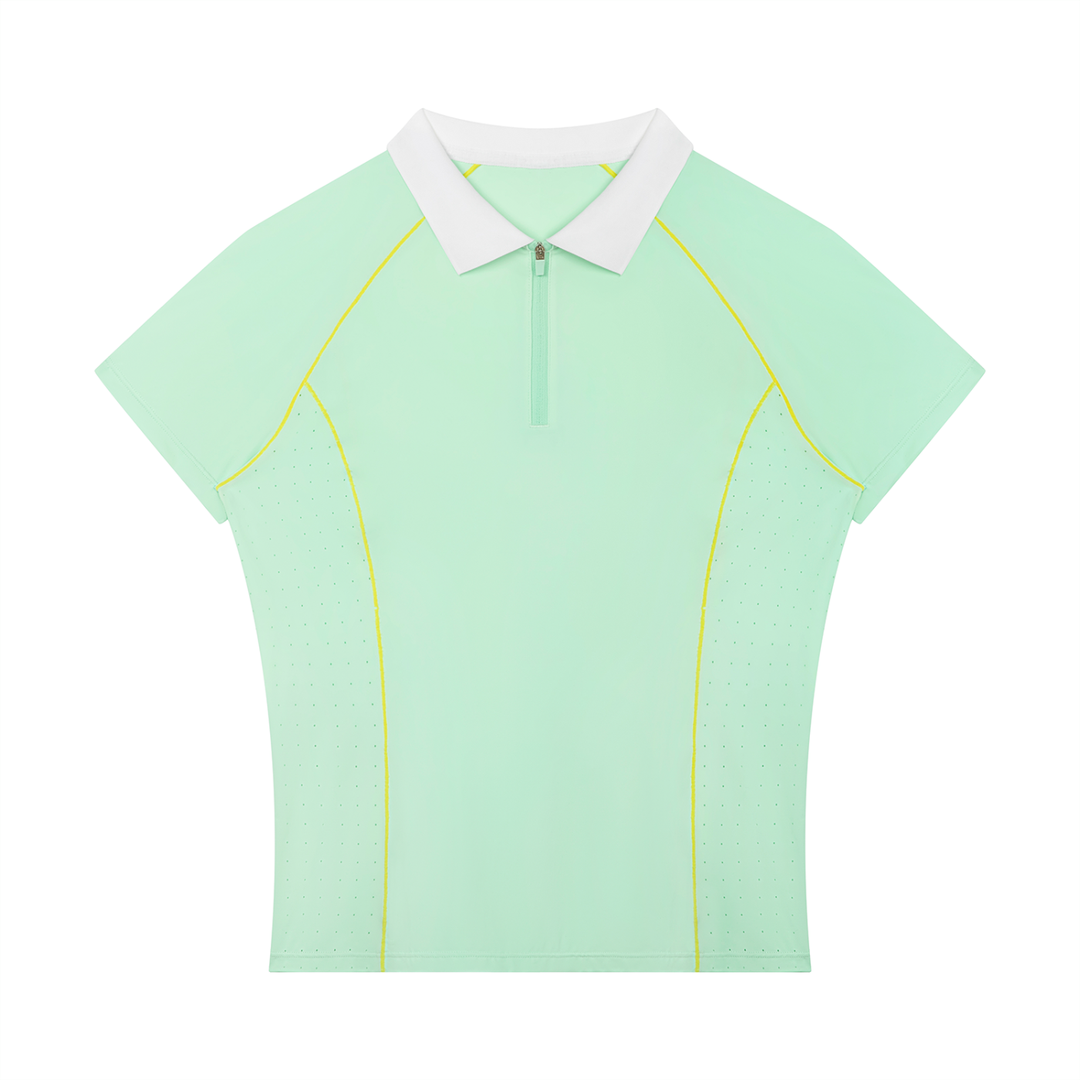 Women’s gym wear Slim Fit Quarter-Zip Polo Shirt