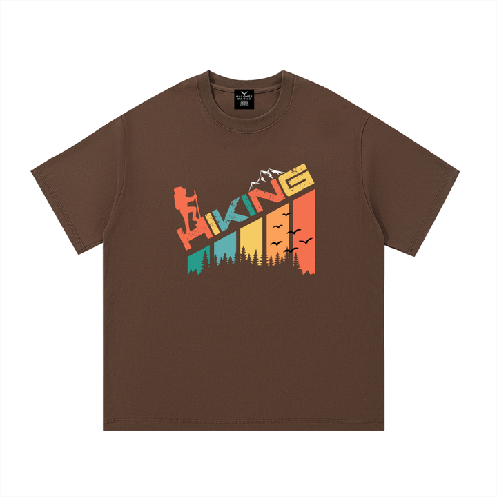 Hiking Retro Colour-Block Typography Tee