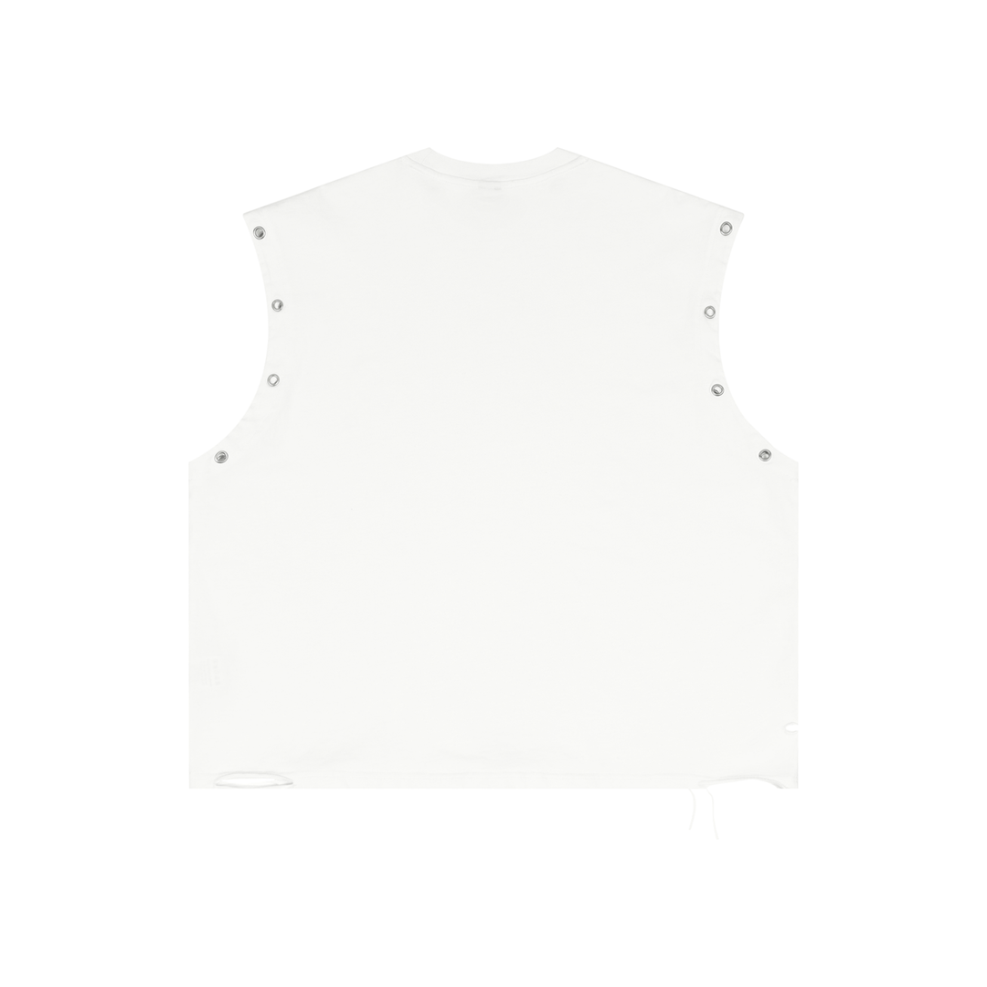 men graphic Distressed Grommet Eyelet Tank Top