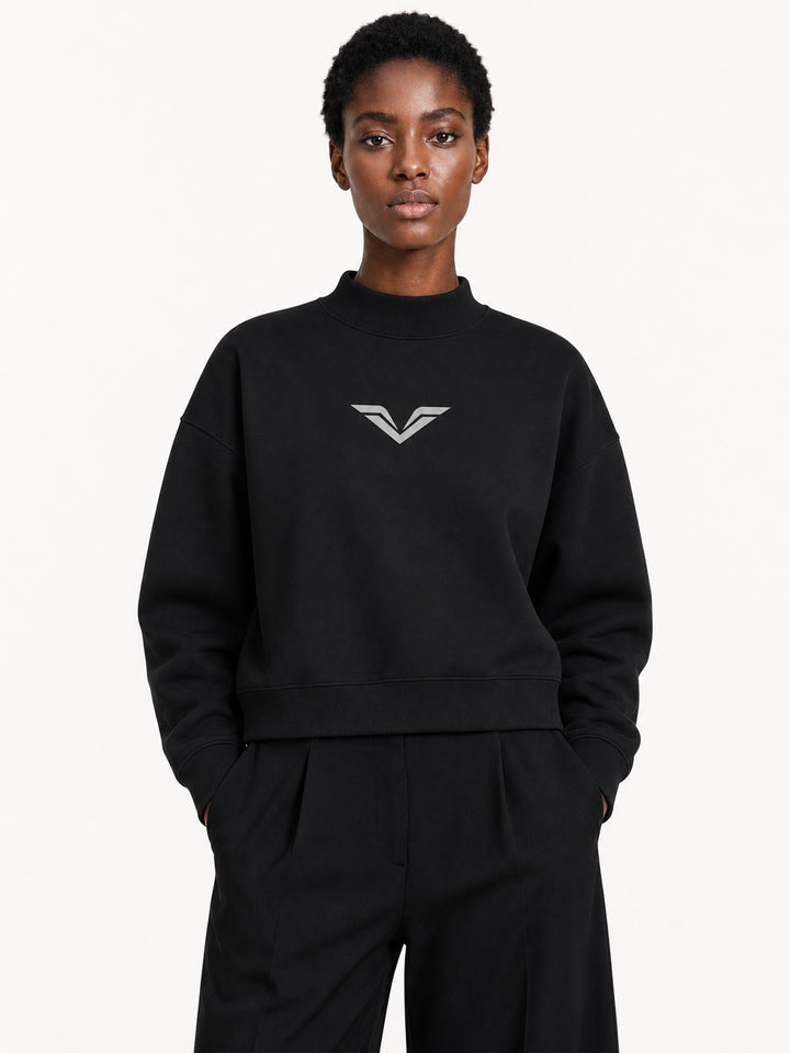 women hoddies  Fleece Mock Neck Sweatshirt
