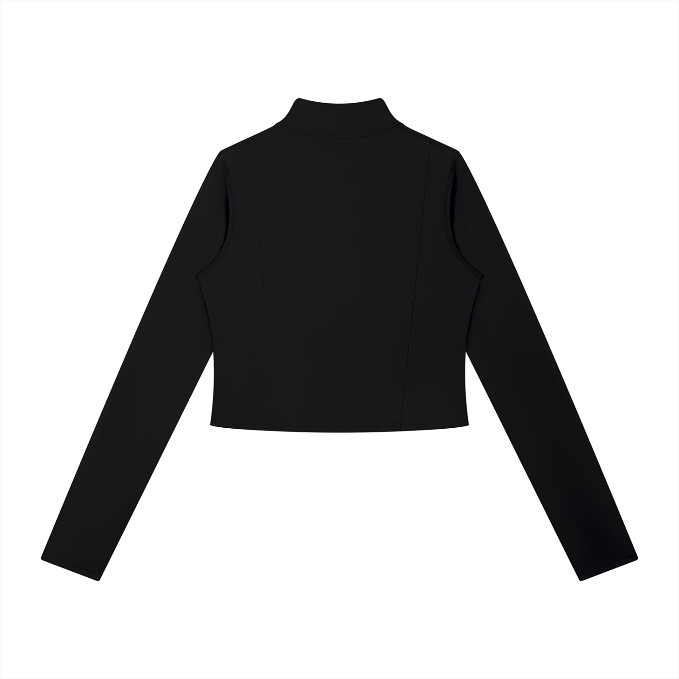 Wing Logo Cropped Full-Zip Sports Jacket — Black in Black, back view.