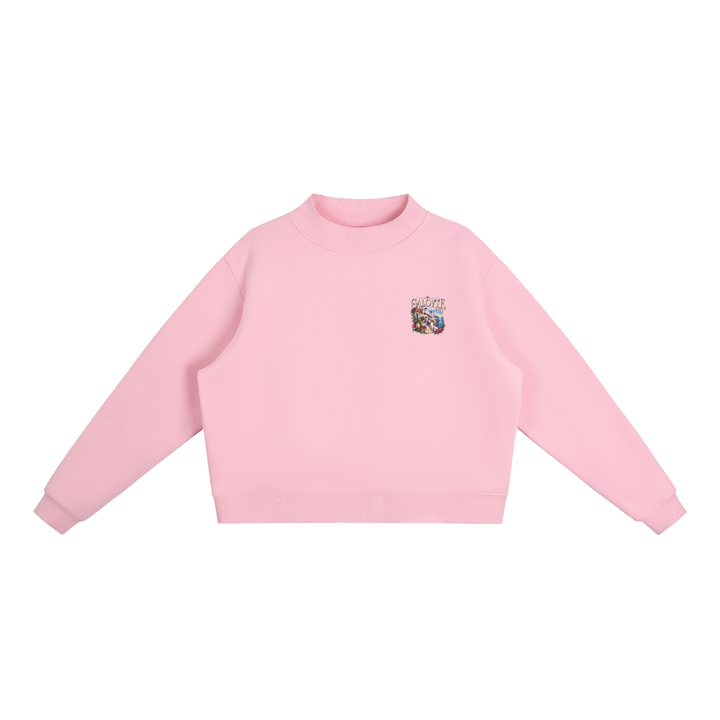 women graphic Essential Fleece Mock-Neck Crew Sweatshirt