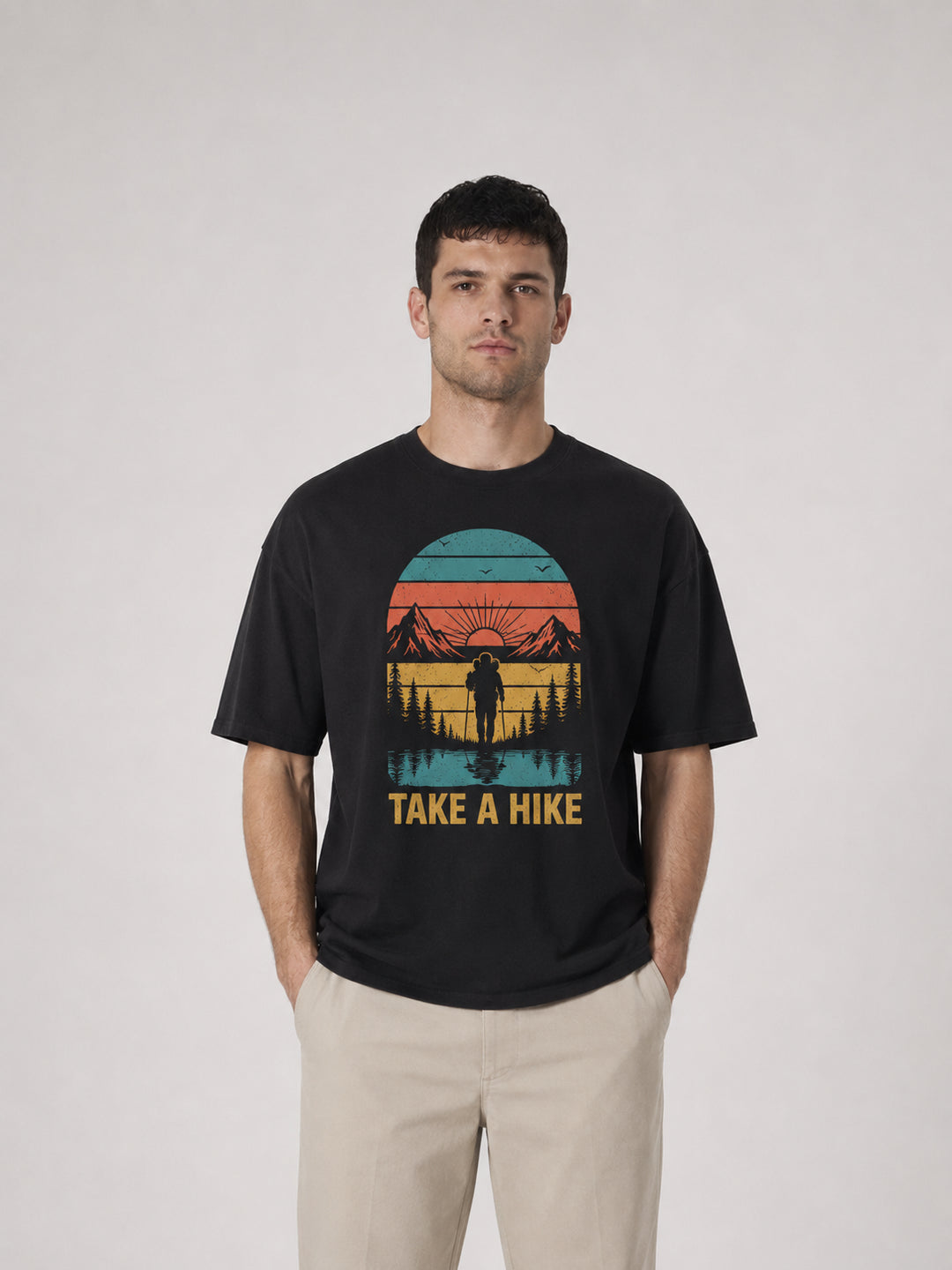 hiking lover Take A Hike Retro Sunset Mountain Tee