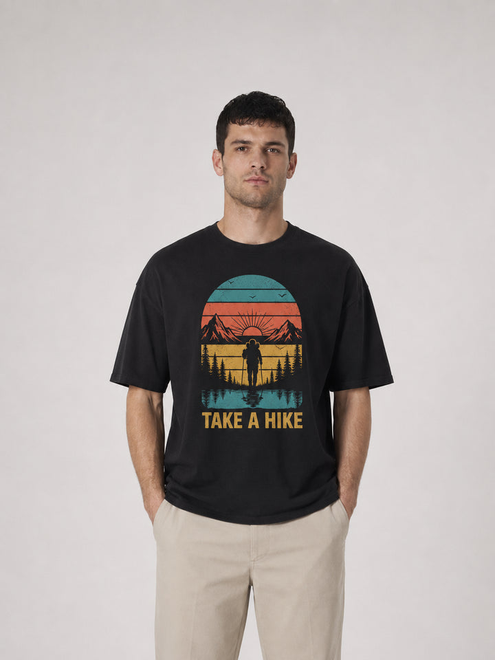 hiking lover Take A Hike Retro Sunset Mountain Tee