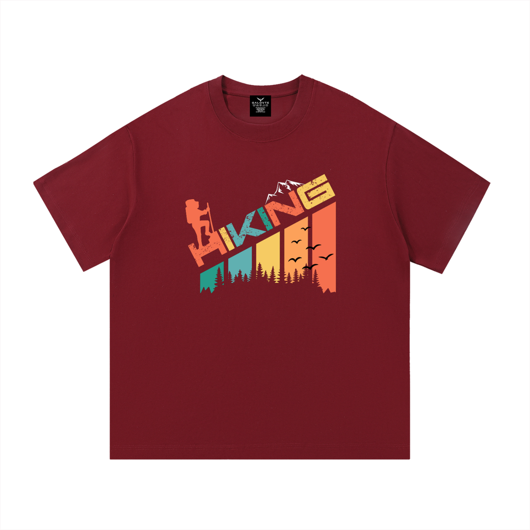 Hiking Retro Colour-Block Typography Tee