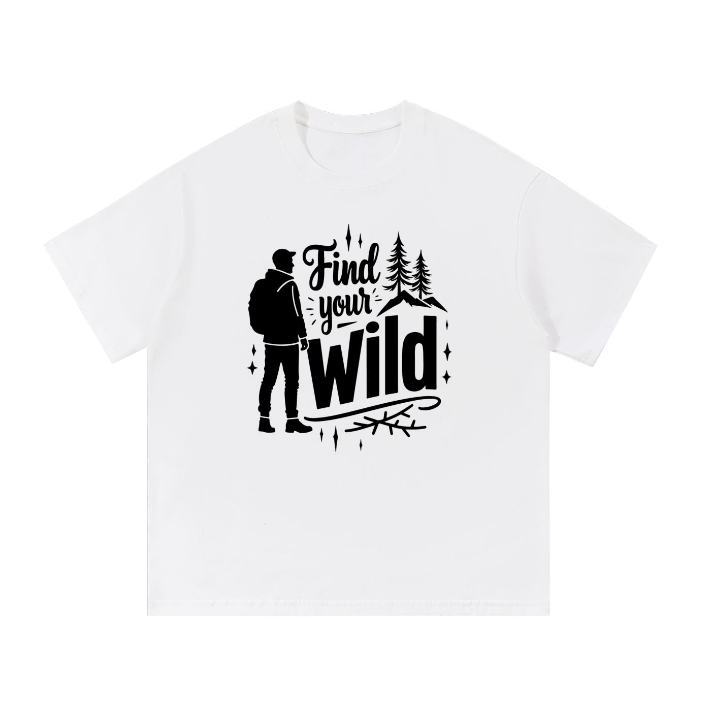 Find Your Wild Hand-Lettered Outdoor Tee in White, flat lay.