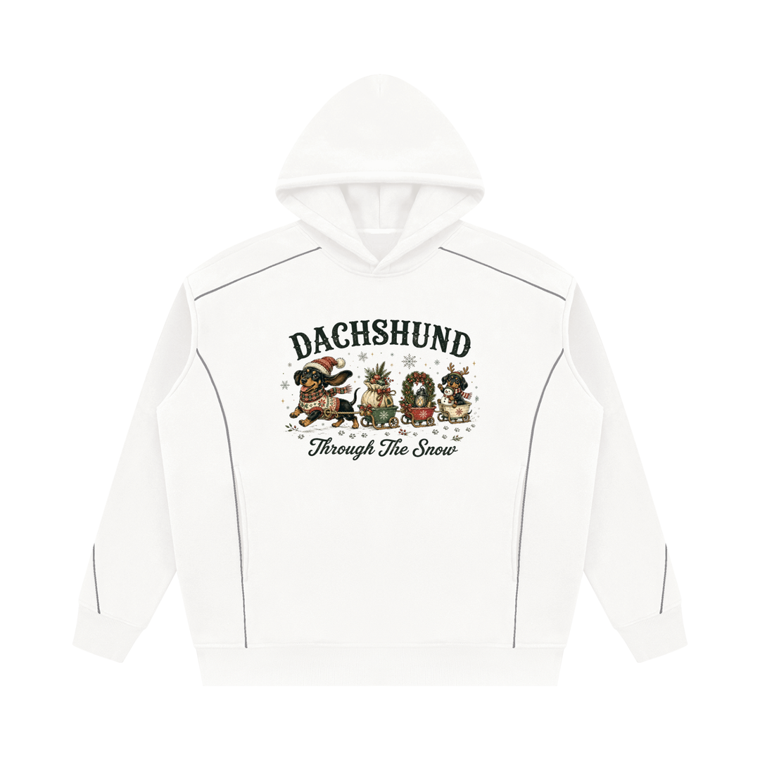 women graphic  Oversized Piping Fleece Hoodie