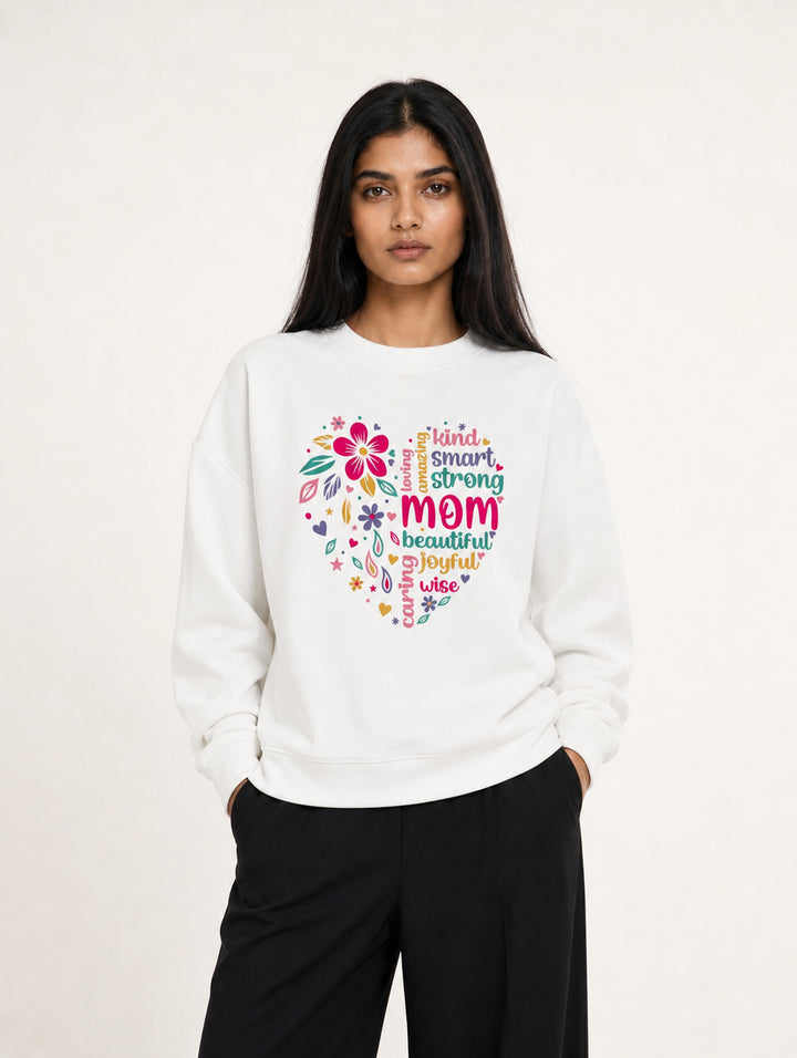 Mom lover  Floral Heart Word Cloud Sweatshirt