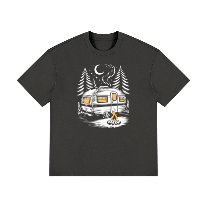 hiking lover Night Camp Caravan Illustrated Cotton Tee