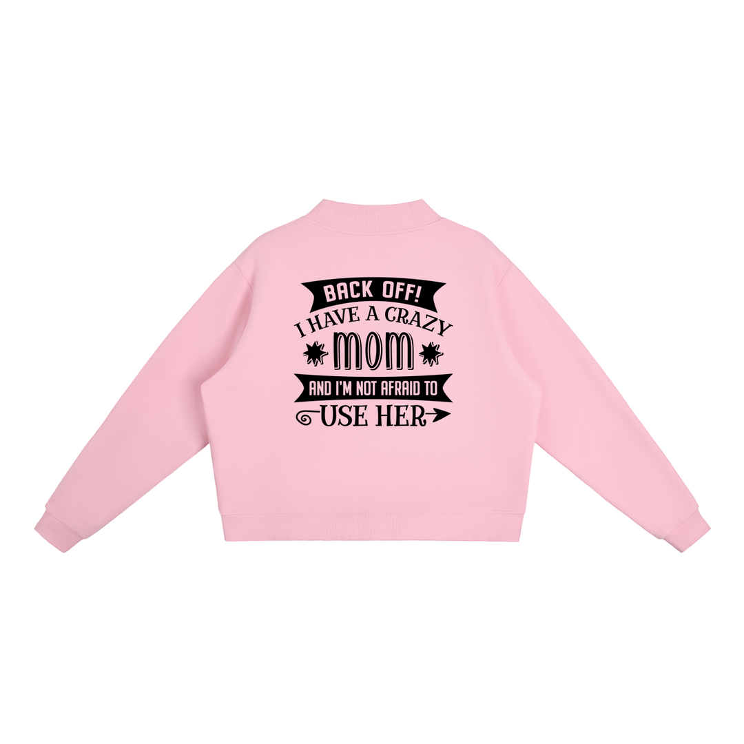 MOM LOVER Essential Fleece Mock-Neck Crew Sweatshirt