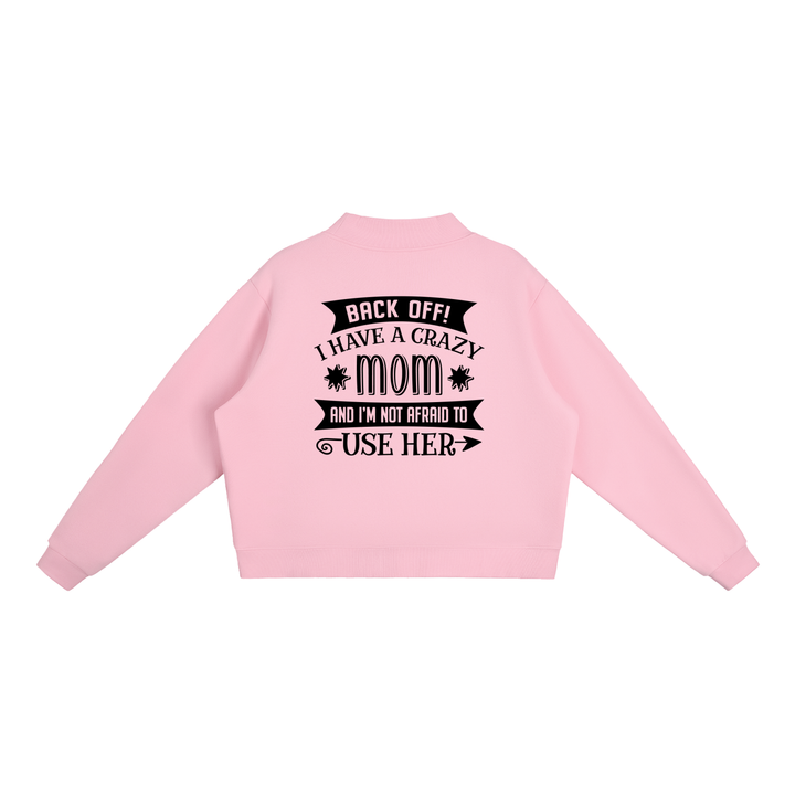 MOM LOVER Essential Fleece Mock-Neck Crew Sweatshirt