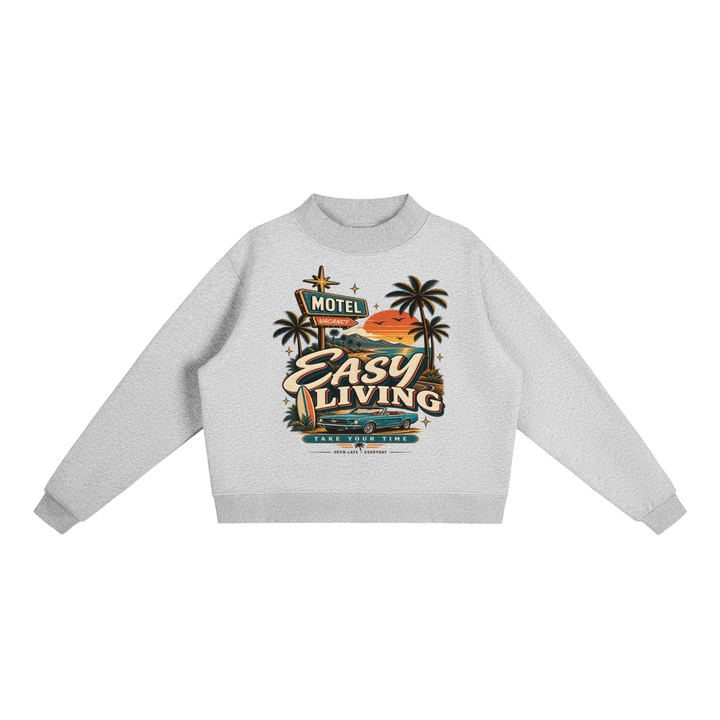 WOMEN GRAPHIC Essential Fleece Mock-Neck Crew Sweatshirt
