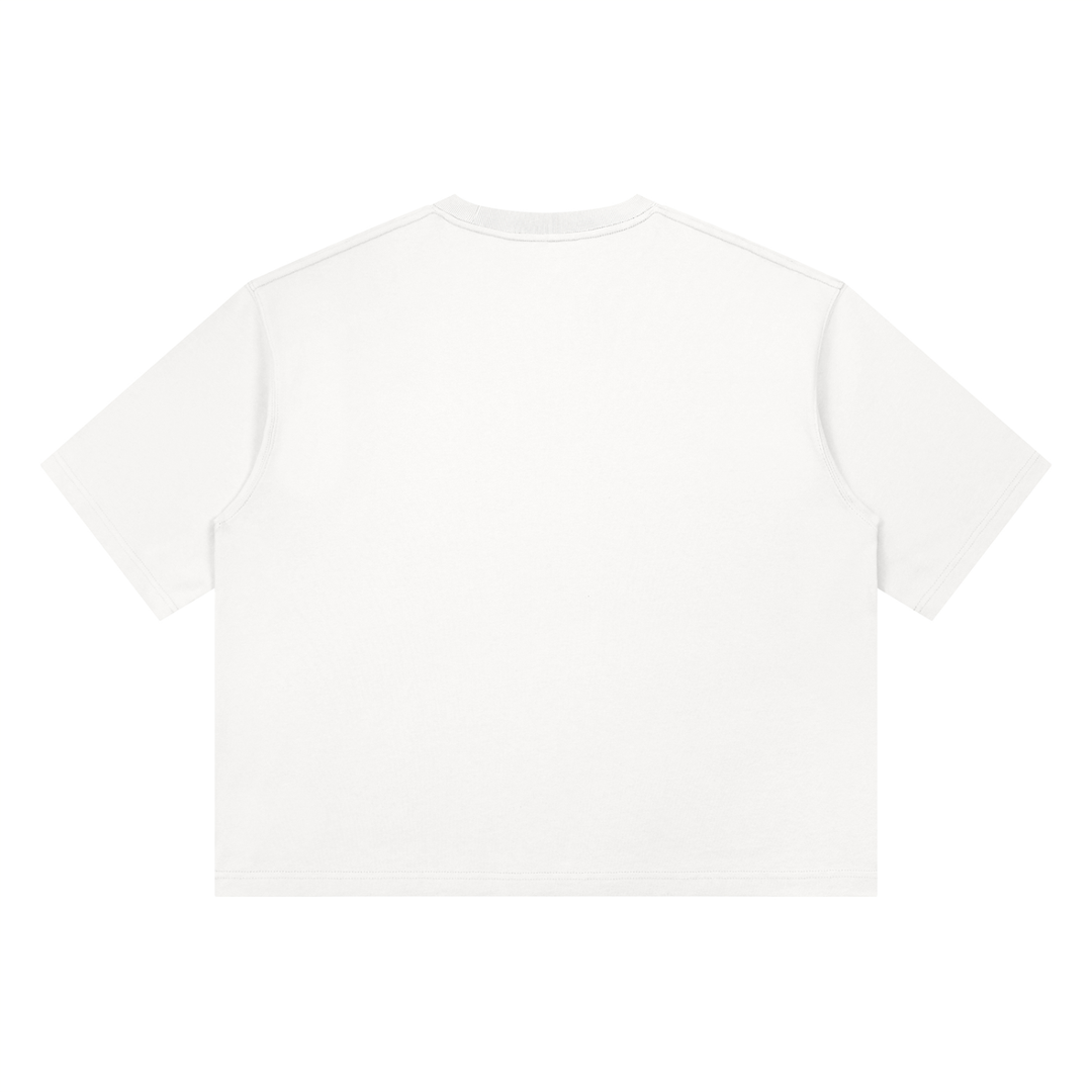 One Day At A Time Mid-Century Sunset Panel Tee in White, back view.