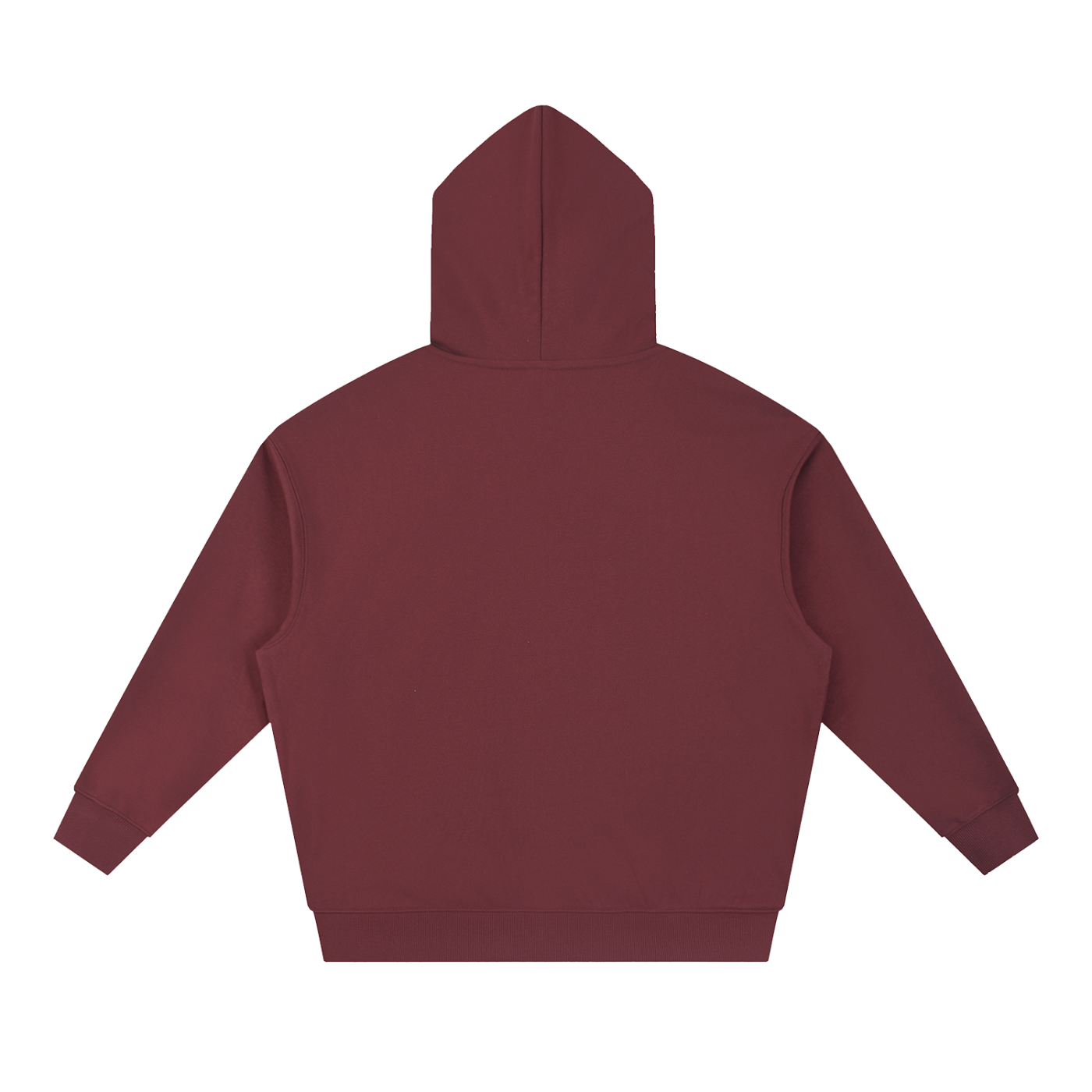Wing Logo Heavyweight Drop Shoulder Hoodie — Stone in Dull Red, back view.