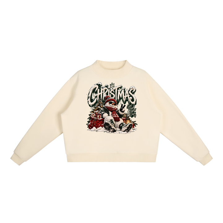 women graphic Fleece Mock-Neck Crew Sweatshirt
