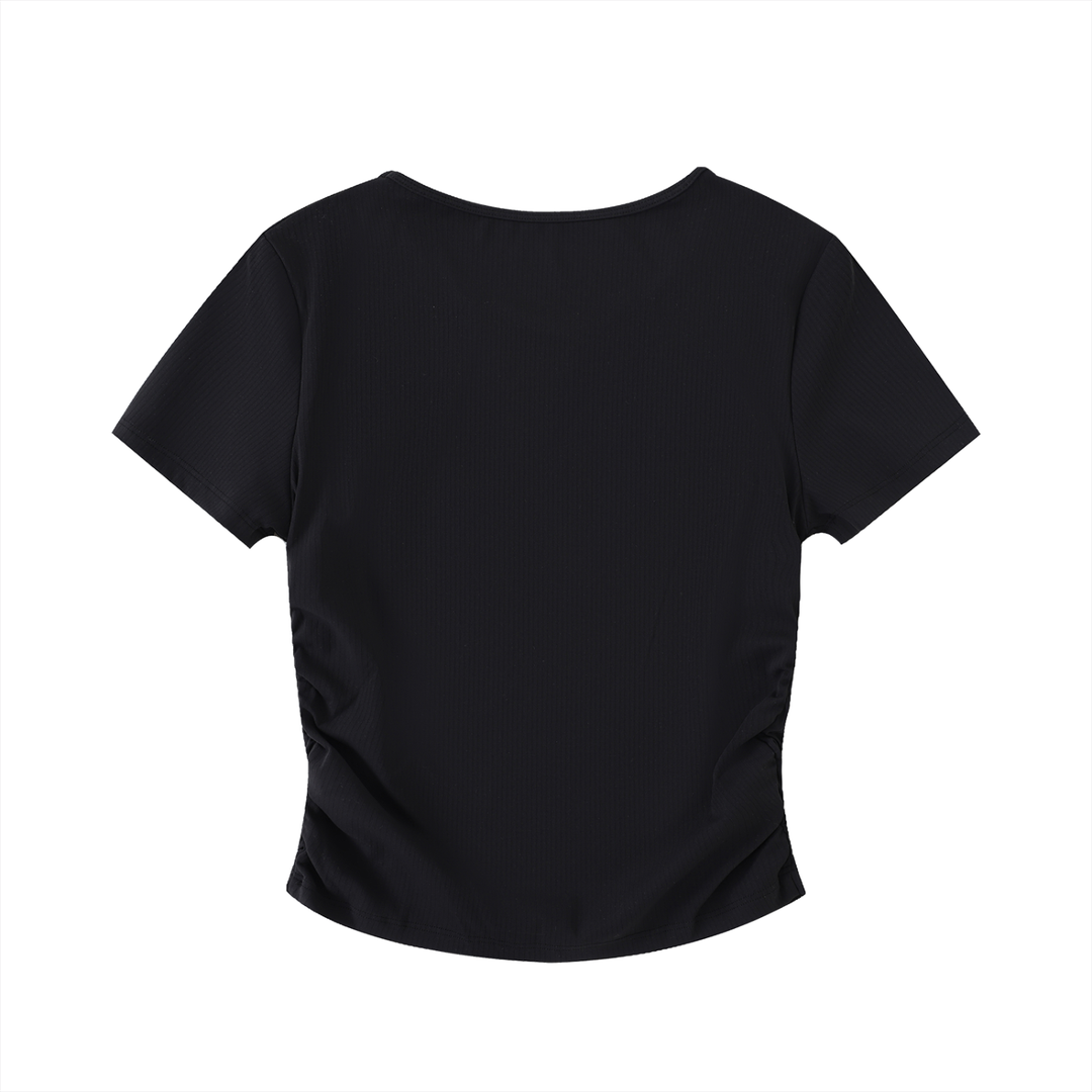 WOMEN T SHIRT Ruched Bodycon Crop Top