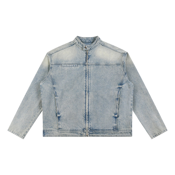WOMEN COAT AND JACKET Vintage Wash Zip Denim Jacket