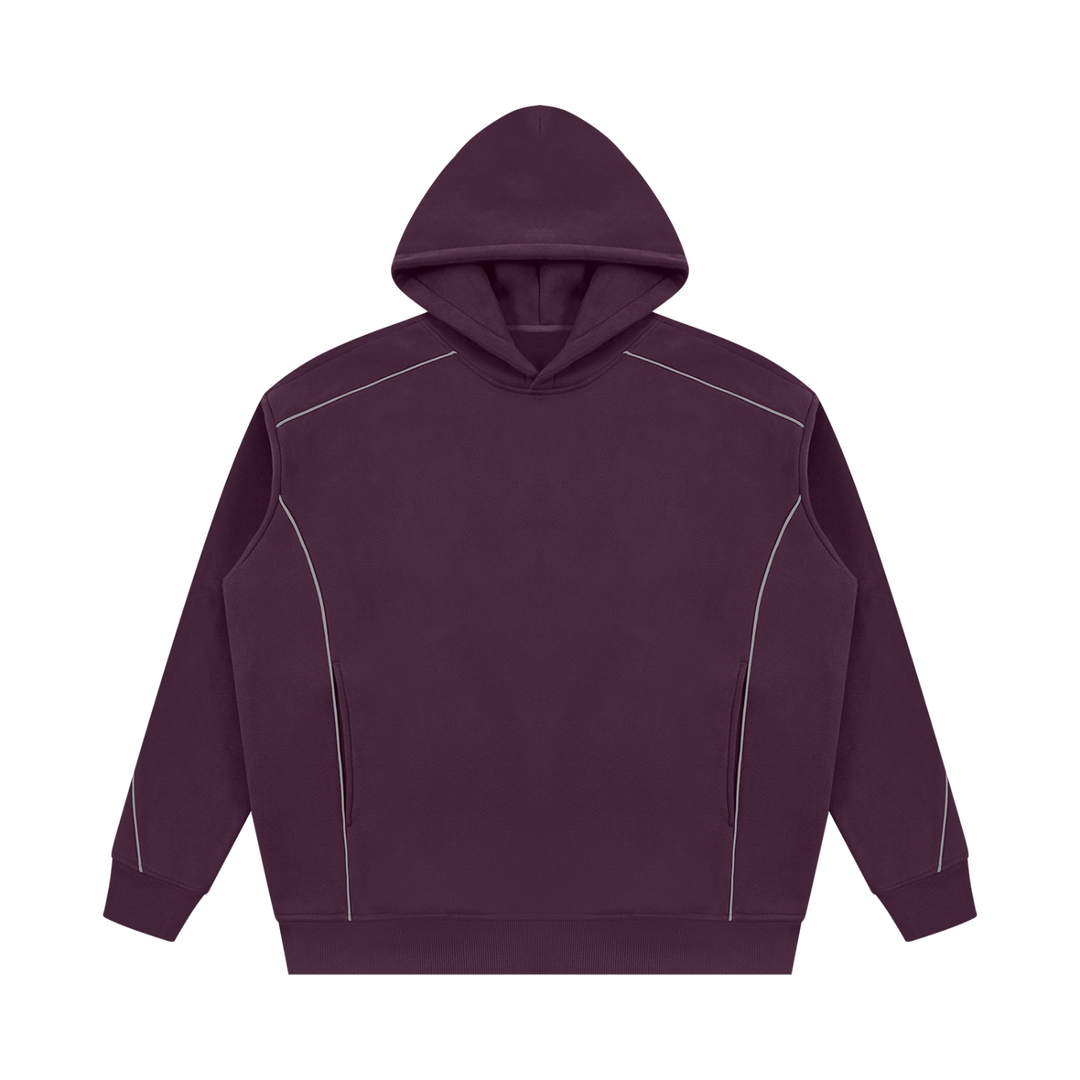 men hoddies  Oversized Piping Fleece Hoodie