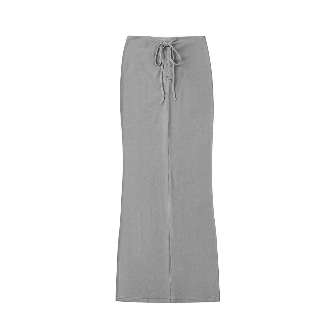 WOMEN SKIRT Dyed Washed Drawstring Maxi Skirt