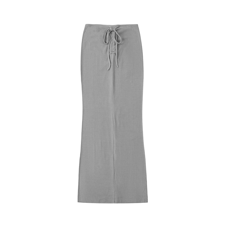 WOMEN SKIRT Dyed Washed Drawstring Maxi Skirt