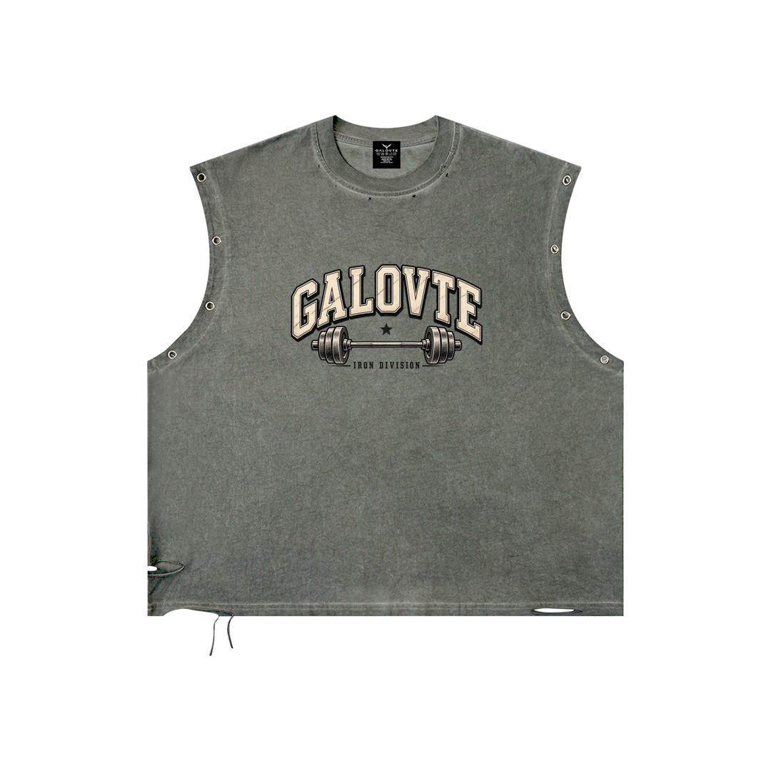 men t shirt Distressed Grommet Eyelet Tank Top