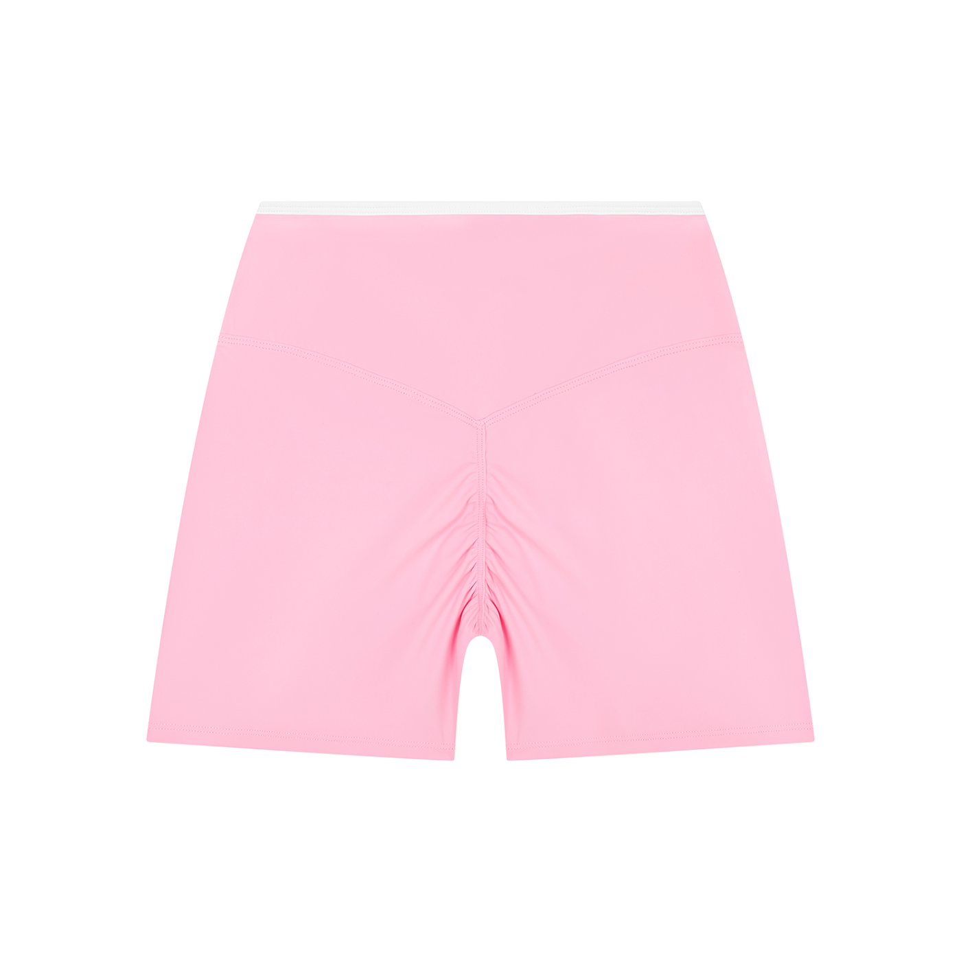 GALOVTE Colour-Block High-Rise Yoga Shorts in Light Pink, back view.