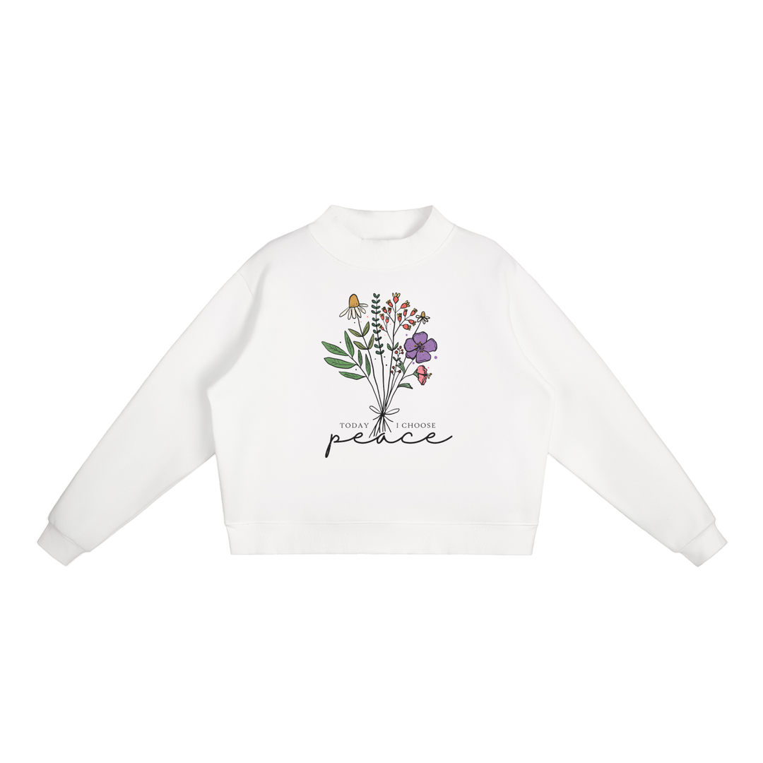 WOMEN GRAPHIC Essential Fleece Mock-Neck Crew Sweatshirt