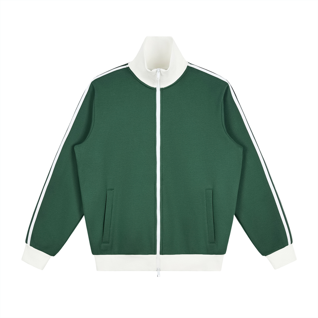 MEN COAT AND JACKET Contrast Side Stripe Fleece Track Jacket