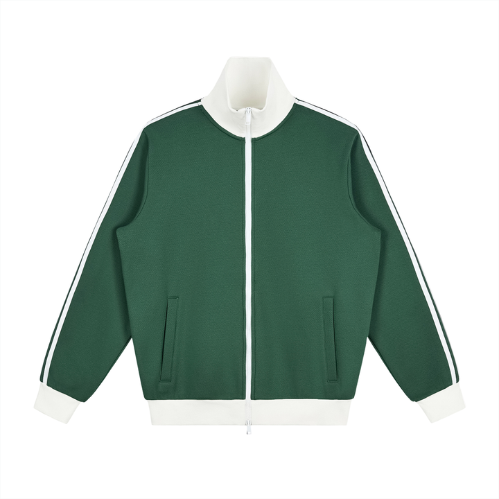 MEN COAT AND JACKET Contrast Side Stripe Fleece Track Jacket