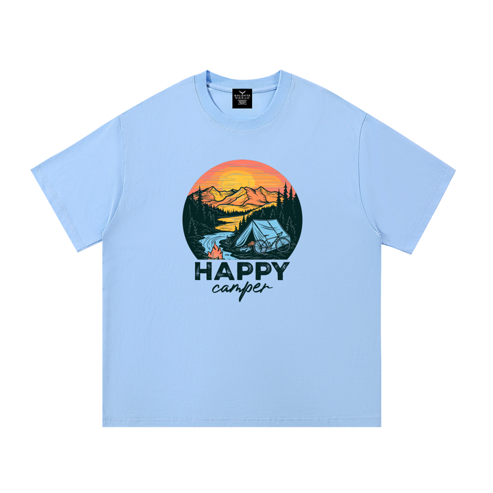 HIKING LOVER Happy Camper Sunset Tent Illustrated Tee