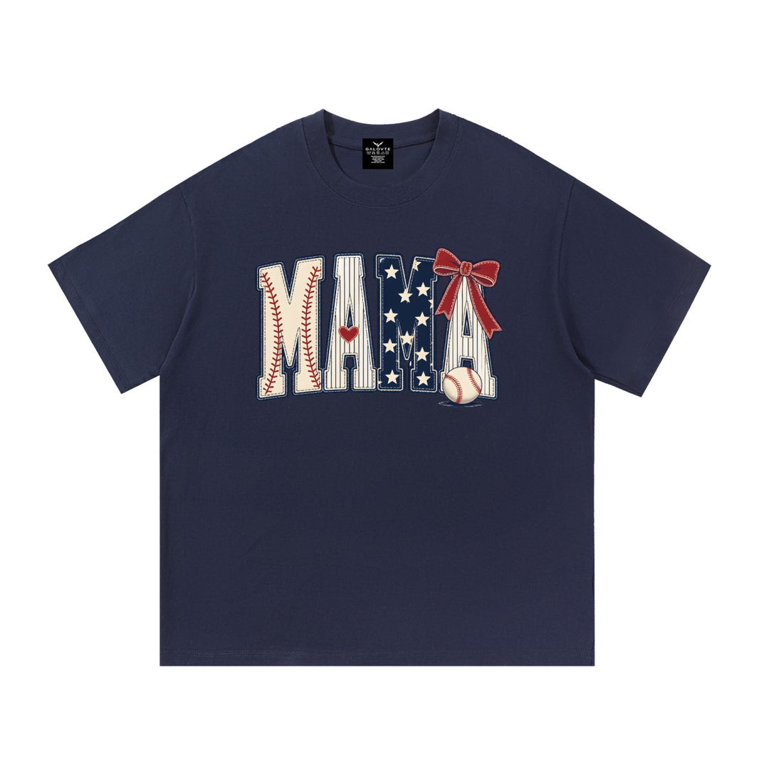 mom lover Mama Baseball Stars And Stripes Bow Tee