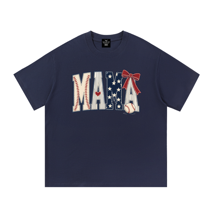 mom lover Mama Baseball Stars And Stripes Bow Tee