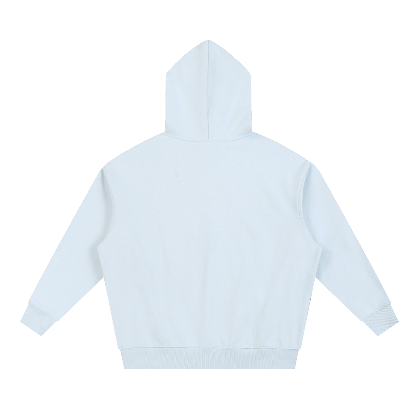 Wing Logo Heavyweight Drop Shoulder Hoodie — Stone in Blue, back view.