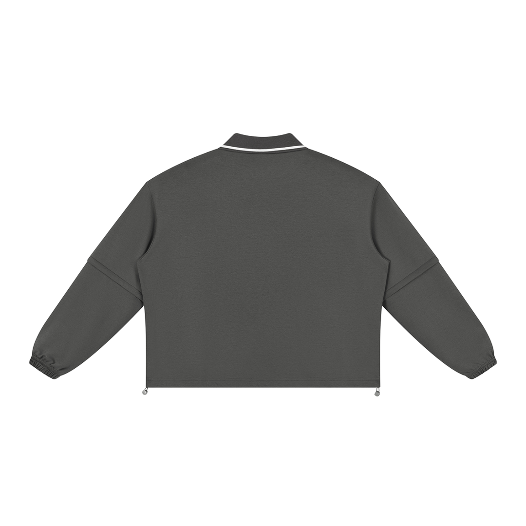 men hoddies  Boxy Collared Detachable Sweatshirt