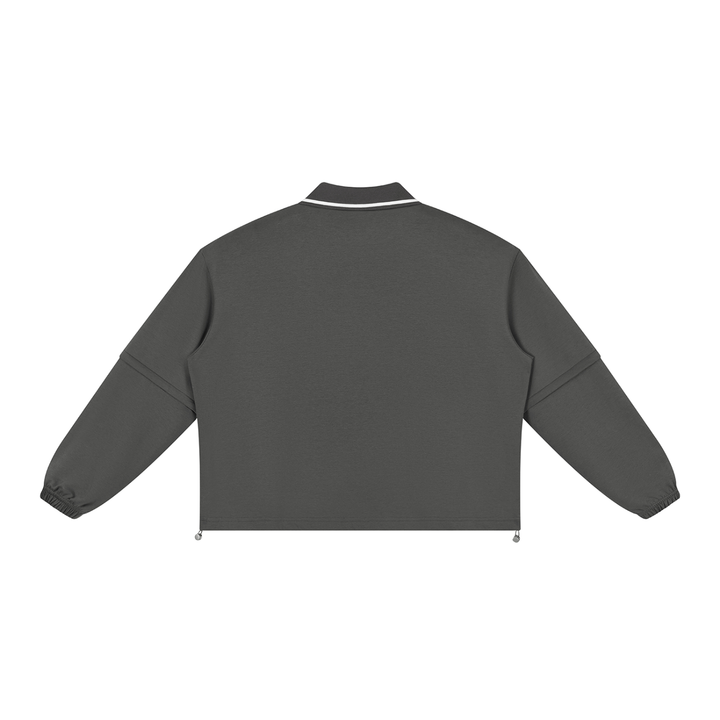 men hoddies  Boxy Collared Detachable Sweatshirt