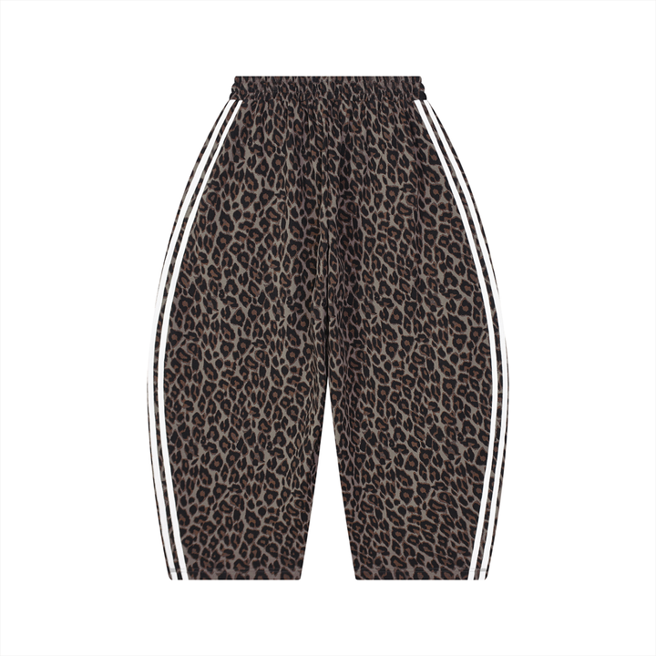 men brand Leopard Barrel Leg Sweatpants