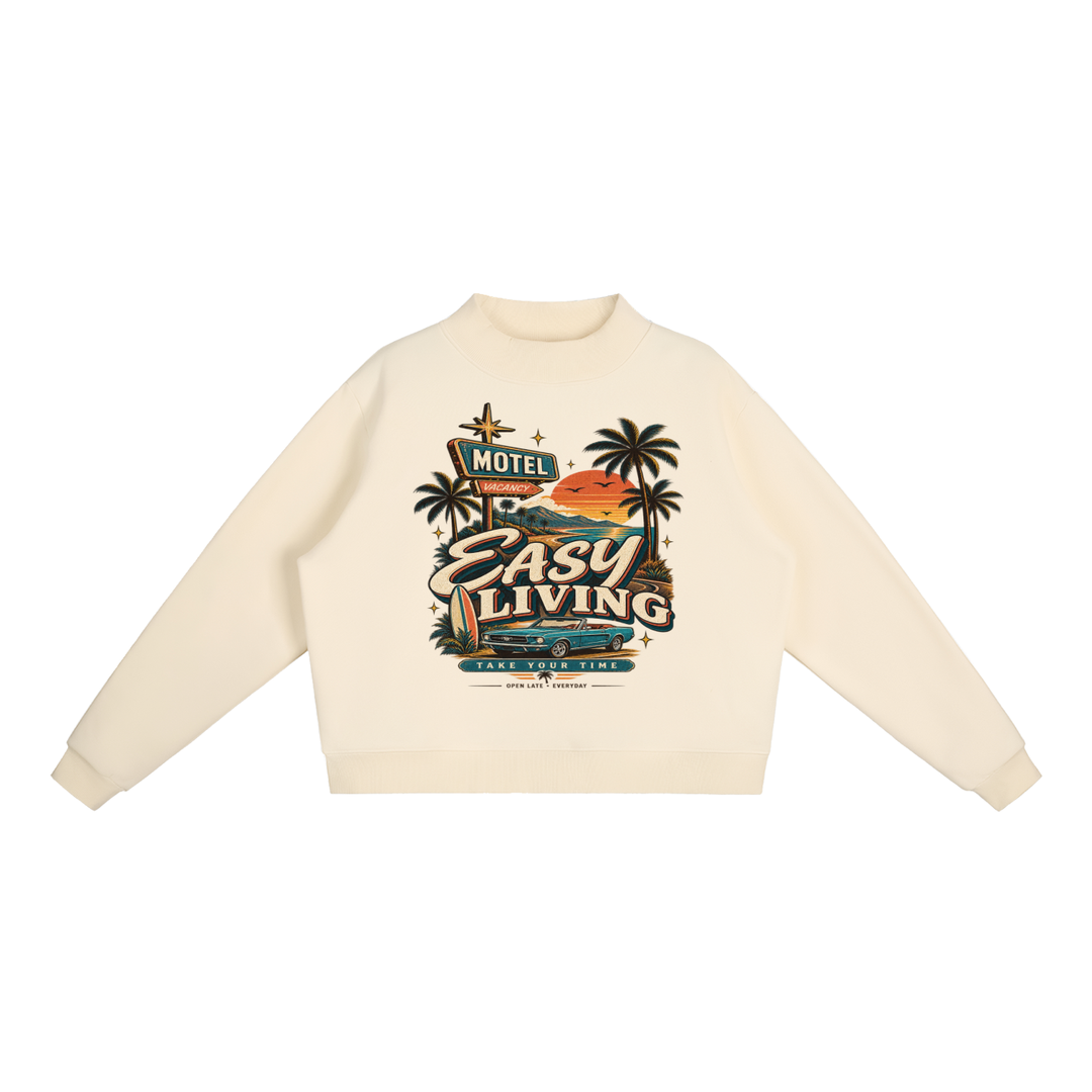 WOMEN GRAPHIC Essential Fleece Mock-Neck Crew Sweatshirt