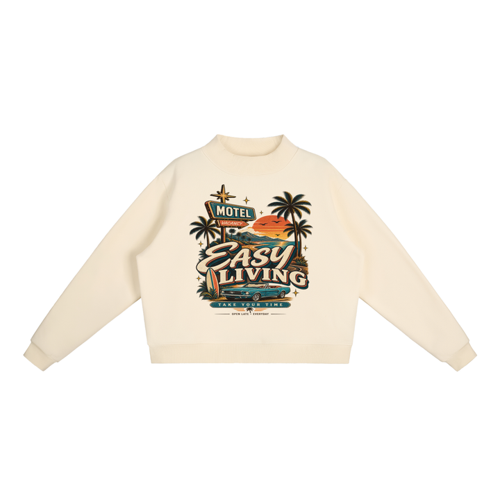 WOMEN GRAPHIC Essential Fleece Mock-Neck Crew Sweatshirt