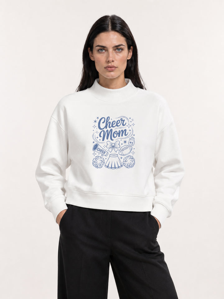 mom lover Cheer Mom Doodle Icons Cropped Sweatshirt
