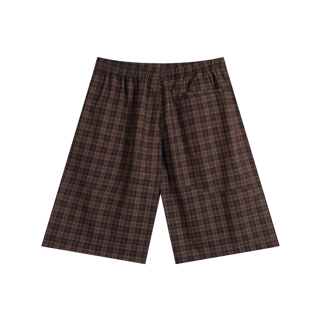 WOMEN PENT Plaid Wide Leg Shorts