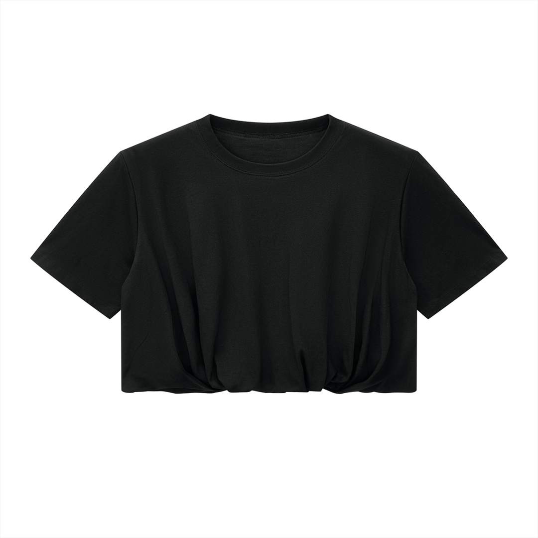 Women’s t shirts Crop Bubble Hem T-Shirt