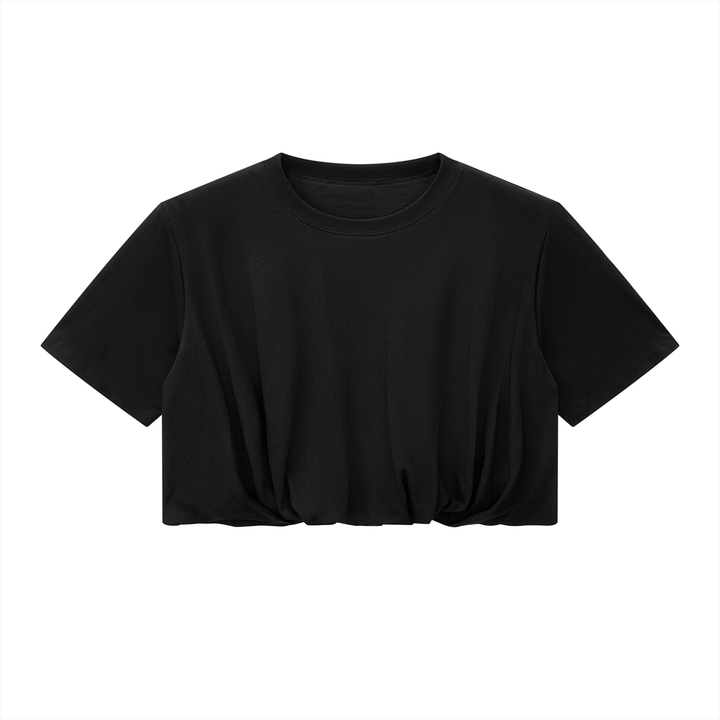 Women’s t shirts Crop Bubble Hem T-Shirt