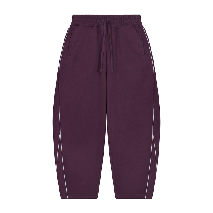 women pent  Piping Fleece Barrel Leg Sweatpants