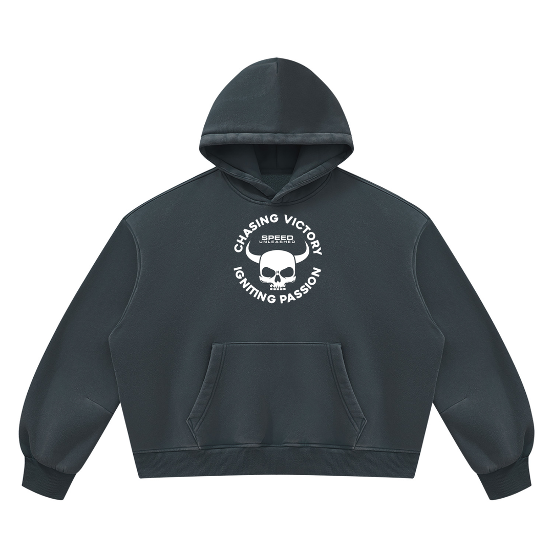 men graphic Vintage Wash Boxy Fleece Hoodie