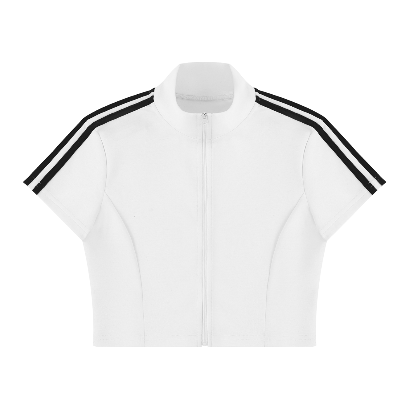 Women brand  Cropped Full Zip Short Sleeve T-Shirt