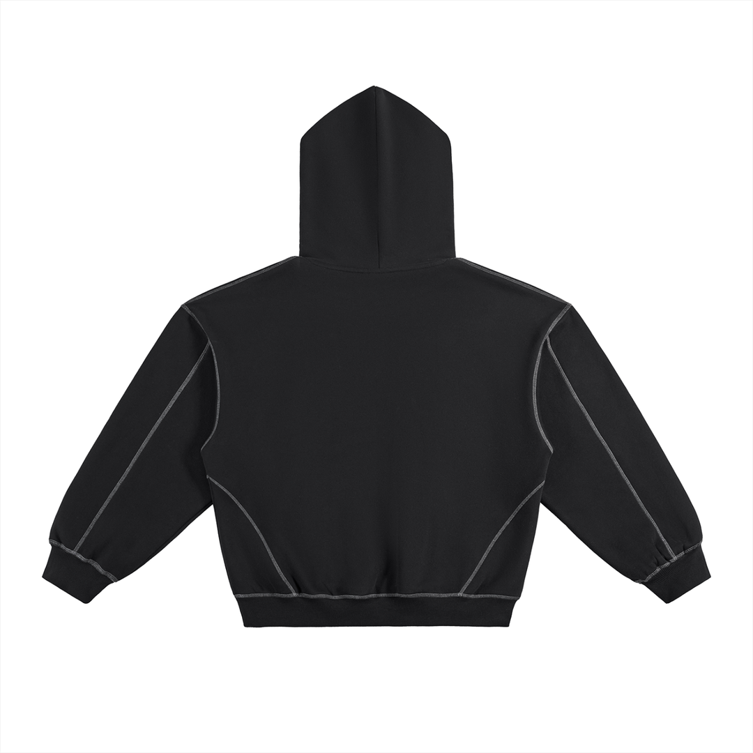 men brand Contrast-Stitched Boxy Fleece Hoodie